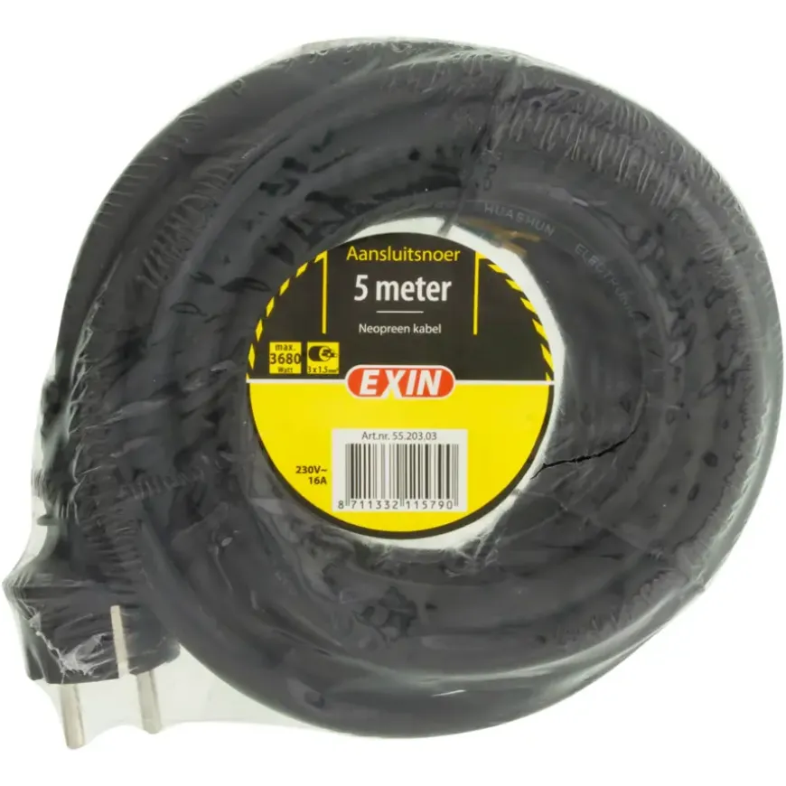 Aansluitsnoer 3x1.5mm² Neopreen 5 Meter Zwart