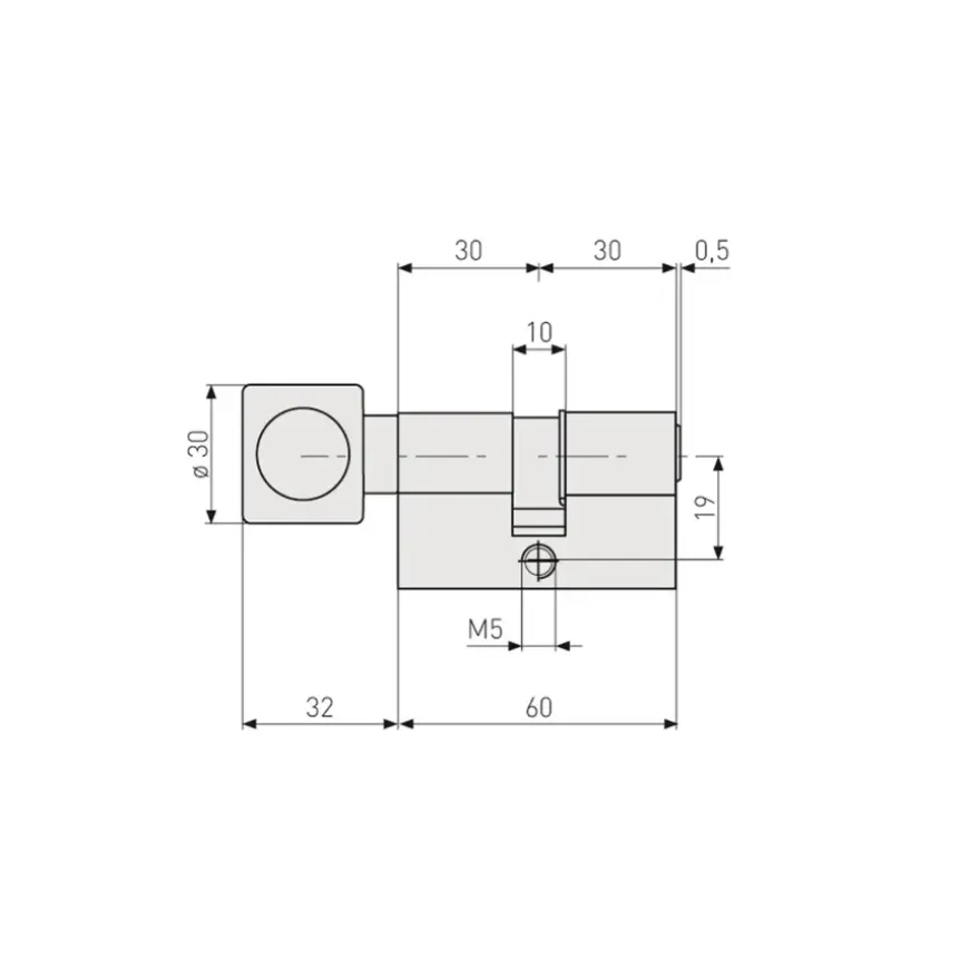Abus knopcilinder KE60NP High Security 30/30 mm