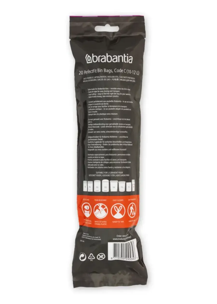 Brabantia Afvalzak met trekbandsluiting 'PerfectFit' C, 10-12 liter (20 stuks/rol)