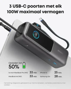 Anker Powerbank snelladen 25.000 mAh (165W)