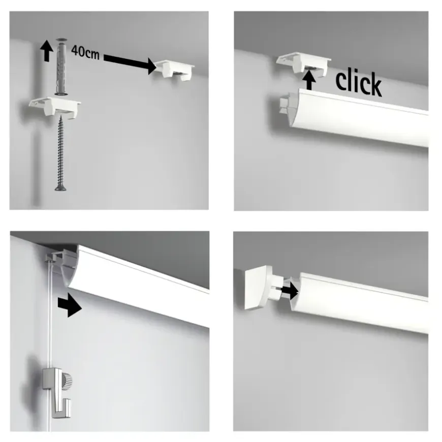 Artiteq Up Rail schilderij ophangsysteem compleet 2 meter wit (RAL 9016) overschilderbaar