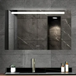 Atlantic badkamerspiegel Delon met verlichting rechthoek 60 x 100 cm chroom