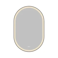 Atlantic badkamerspiegel Dona met verlichting ovaal 90 x 60 cm chroom - met zwarte aluminium rand