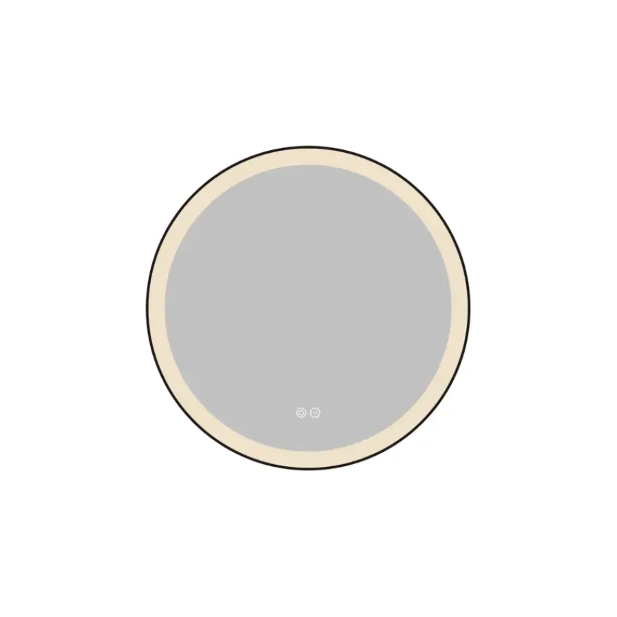 Atlantic badkamerspiegel Janessa met verlichting rond ø 60 cm chroom - met zwarte aluminium rand
