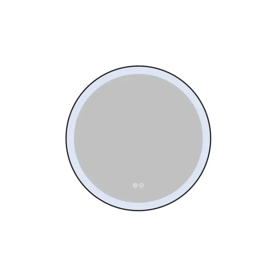 Atlantic badkamerspiegel Janessa met verlichting rond ø 60 cm chroom - met zwarte aluminium rand