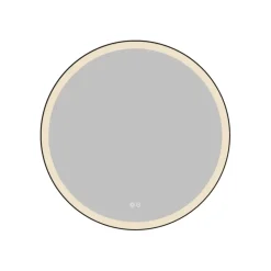 Atlantic badkamerspiegel Janessa met verlichting rond ø 80 cm chroom - met zwarte aluminium rand