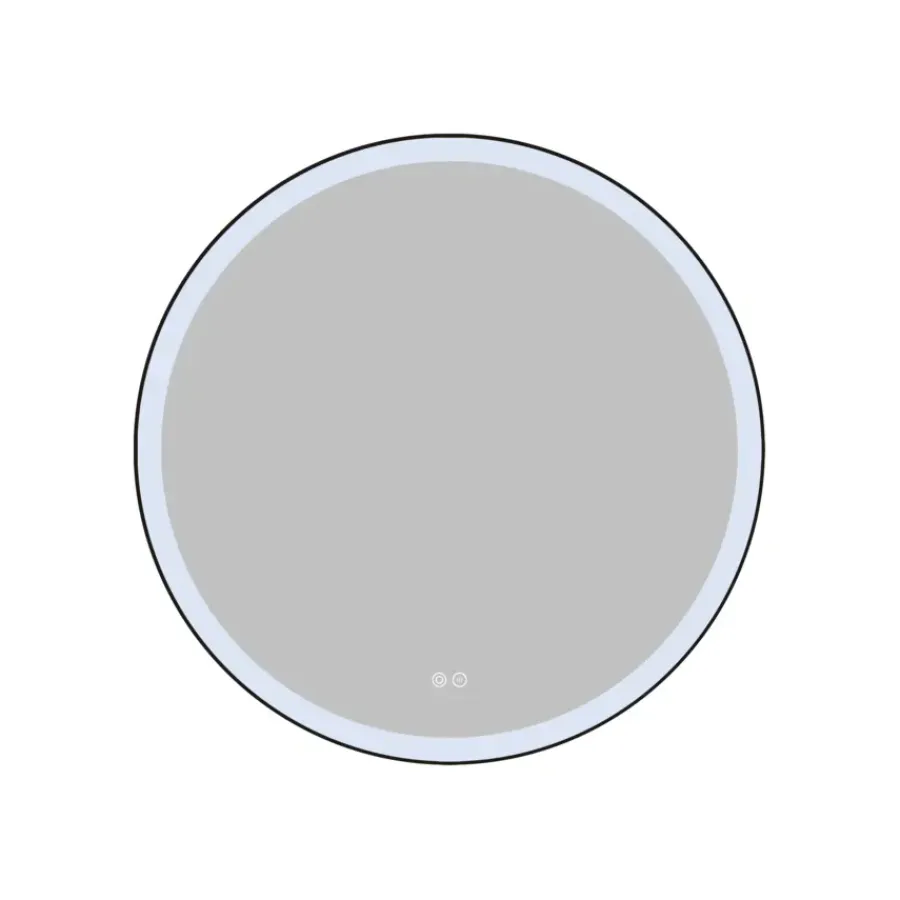 Atlantic badkamerspiegel Janessa met verlichting rond ø 80 cm chroom - met zwarte aluminium rand