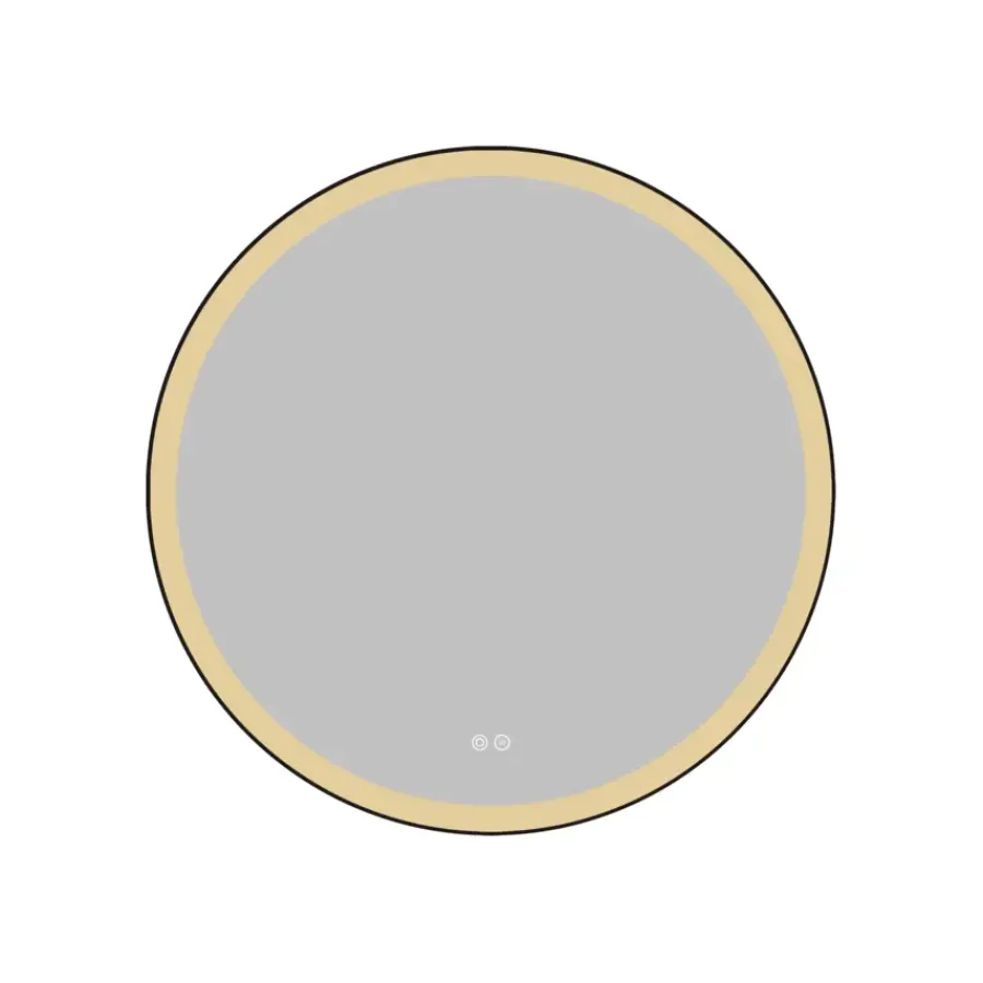 Atlantic badkamerspiegel Janessa met verlichting rond ø 80 cm chroom - met zwarte aluminium rand