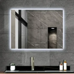 Atlantic badkamerspiegel Maeva met verlichting rechthoek 60 x 80 cm chroom