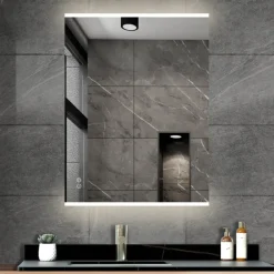 Atlantic badkamerspiegel Taylan met verlichting rechthoek 60 x 80 cm chroom