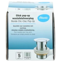 Atlantic Click pop-up wastafelafvoerplug Chroom
