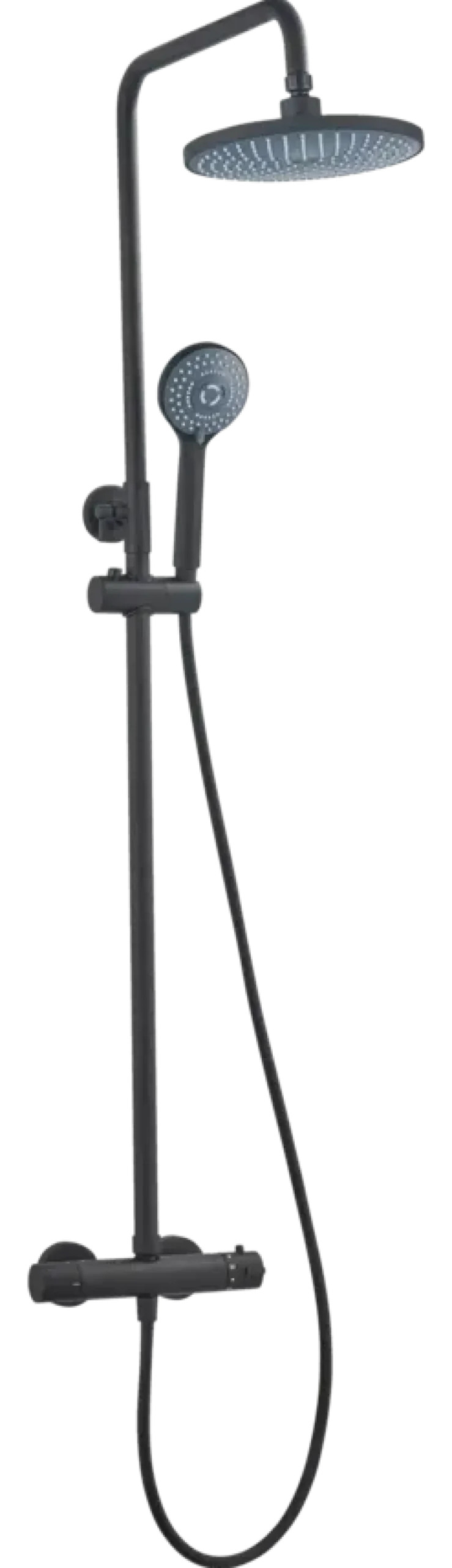 Atlantic regendoucheset Asher met handdouche 3 standen thermostaatkraan zwart - hartafstand kraan 12 cm