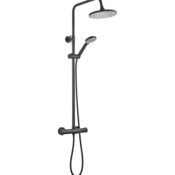 Atlantic regendoucheset Asher met handdouche 3 standen en thermostaatkraan zwart - hartafstand kraan 15 cm