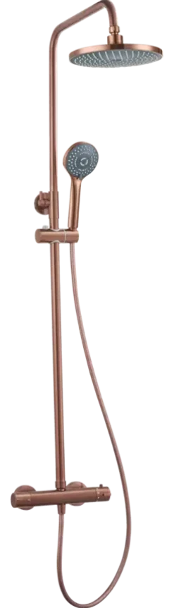 Atlantic regendoucheset Asher met handdouche 3 standen en thermostaatkraan koper - hartafstand kraan 15 cm