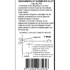 ATZ Insteekslot badkamerslot/wc-slot met RVS voorplaat Doorn 50mm