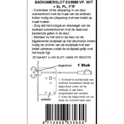 ATZ Insteekslot badkamerslot/wc-slot met witte voorplaat Doorn 50mm