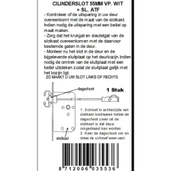 ATZ Insteekslot cilinderslot met witte voorplaat Doorn 50mm PC 55mm