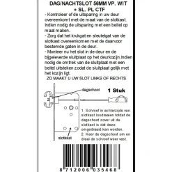 ATZ Insteekslot dag- /nachtslot met witte voorplaat Doorn 50mm