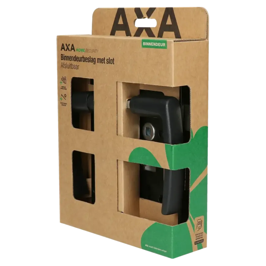 AXA binnendeurbeslag edge blokkruk sl55 met slot zwart
