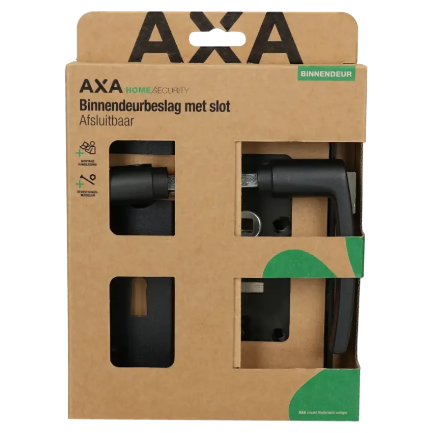 AXA binnendeurbeslag edge blokkruk sl55 met slot zwart