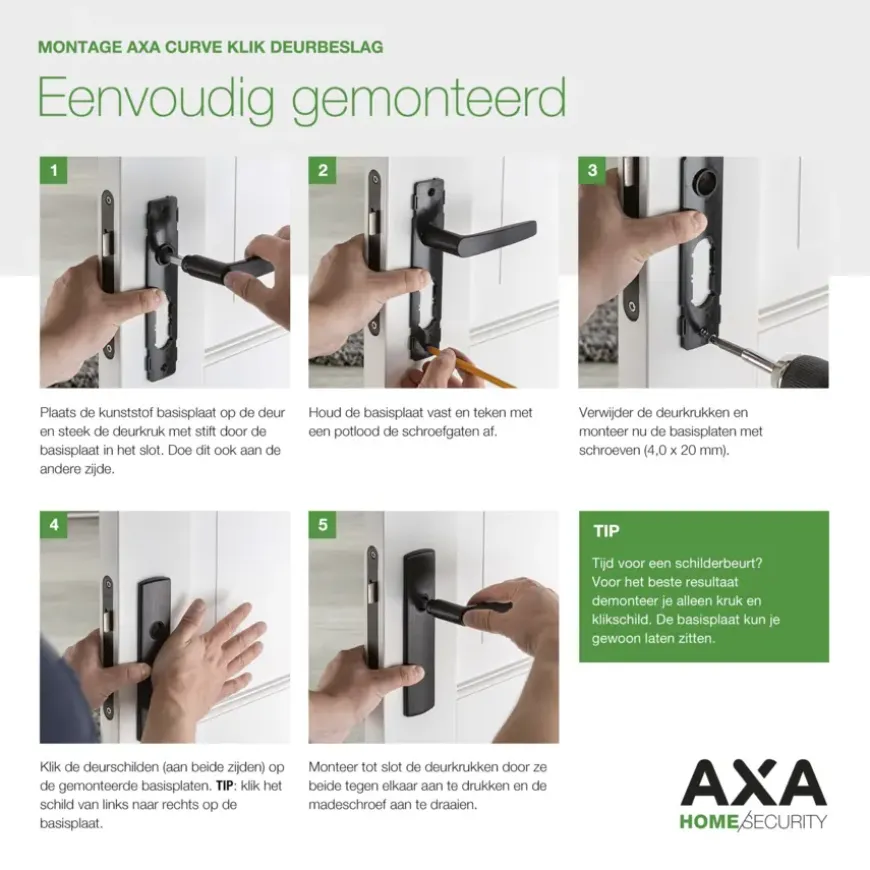 AXA deurkrukset Curve Blok aluminium blindschild sleutelgat PC55