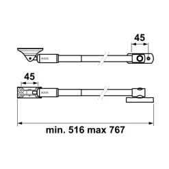 AXA telescopische uitzetter naar buitendraaiend staal zwart 50 cm