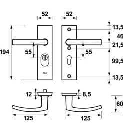 AXA veiligheidsbeslag Edge achterdeur aluminium kortschild met SKG 3-sterren 52 mm