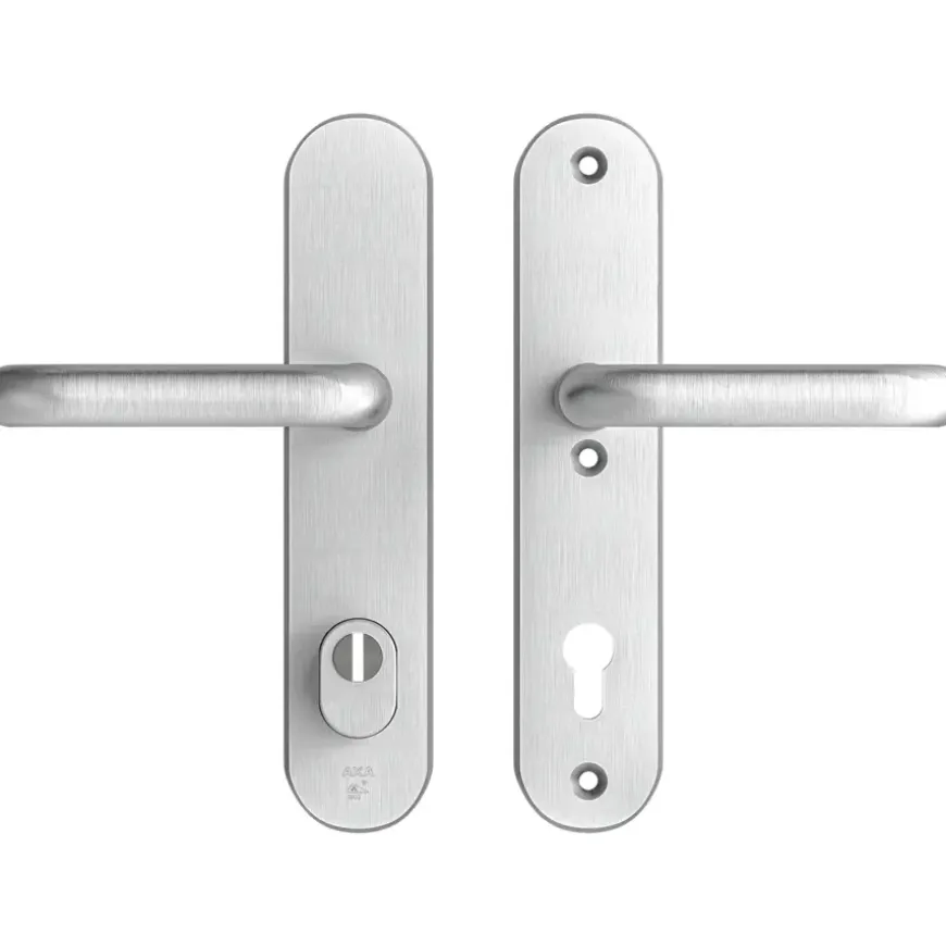 AXA veiligheidsbeslag Oval achterdeur aluminium langschild met SKG 3-sterren 92 mm