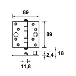 AXA veiligheidsscharnier kogellager SKG 3-sterren verzinkt 89x89 mm - 2 stuks