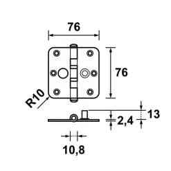 AXA veiligheidsscharnier kogellager SKG 2-sterren verzinkt 76x76 mm - 2 stuks