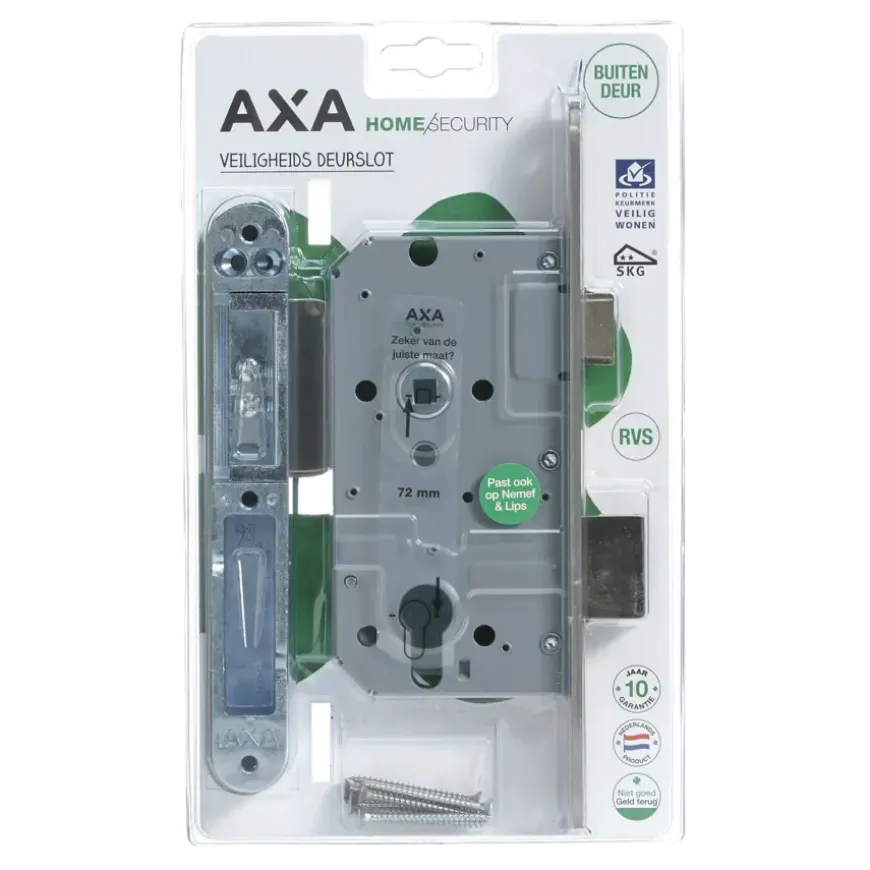 AXA veiligheidsslot 7425 incl sluitkom pc72 ronde voorplaat rvs SKG**