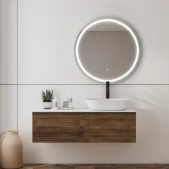 Geen Badkamerspiegel Isla met verlichting rond 60 x 60 cm ø 60 cm met lijst chroom