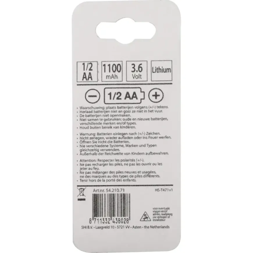 Batterij 1/2 AA Lithium 3.6V 1200mAh