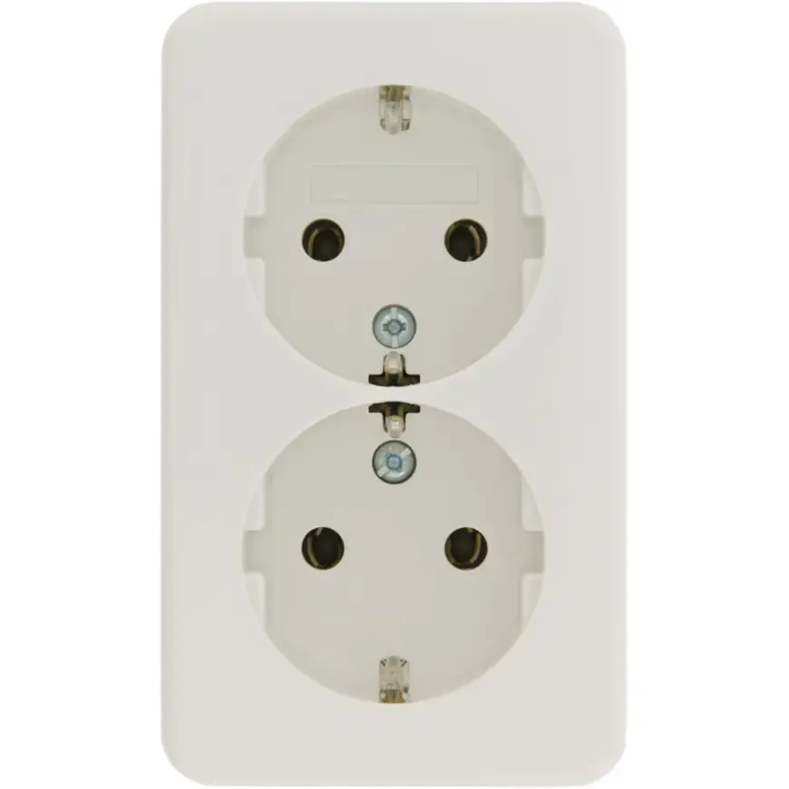 Berker Opbouw Dubbel Stopcontact Wit