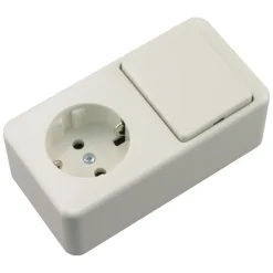 Berker Opbouw Enkel Geaard Stopcontact met Schakelaar Wit