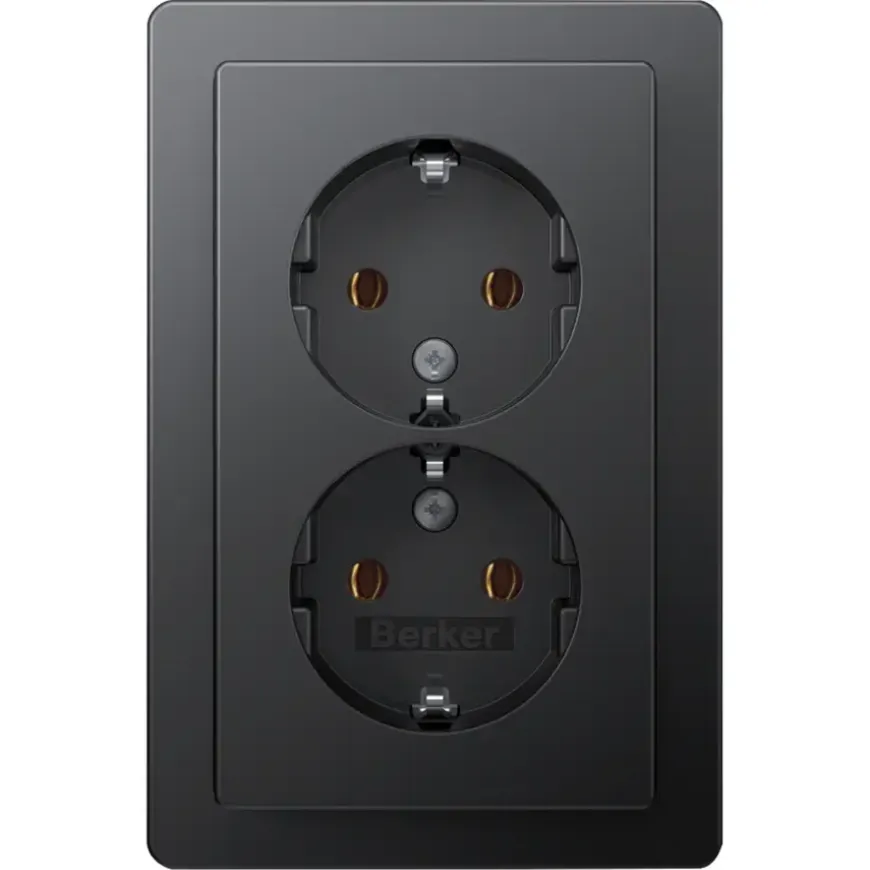 Berker Q1 Dubbel Geaard Stopcontact antraciet