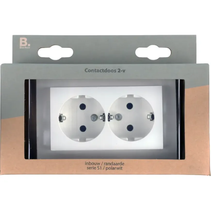 Berker S.1 Dubbel Geaard Stopcontact Wit