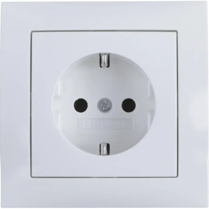 Berker S.1 Enkel Geaard Stopcontact Wit