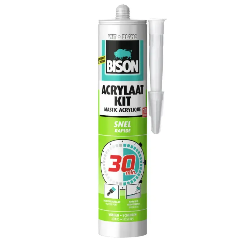 Bison acrylaatkit snel 30 minuten wit koker 300 ml