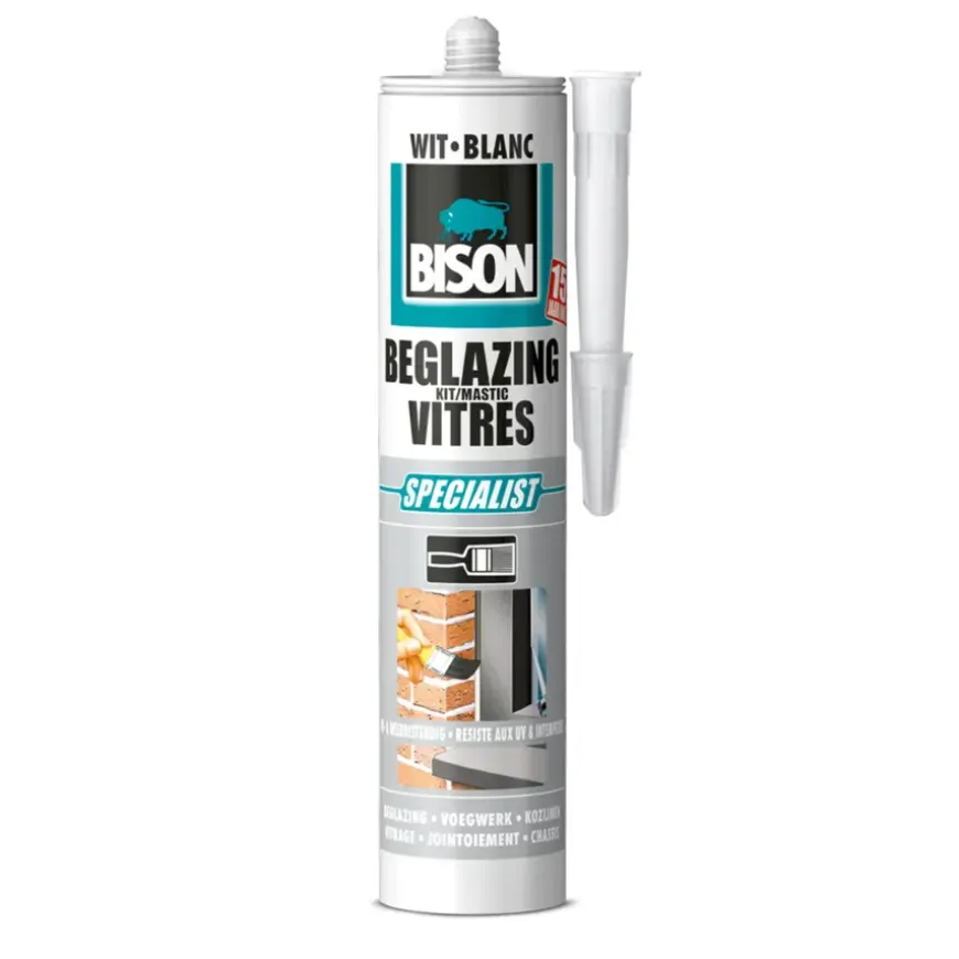 Bison beglazingskit wit koker 290 ml