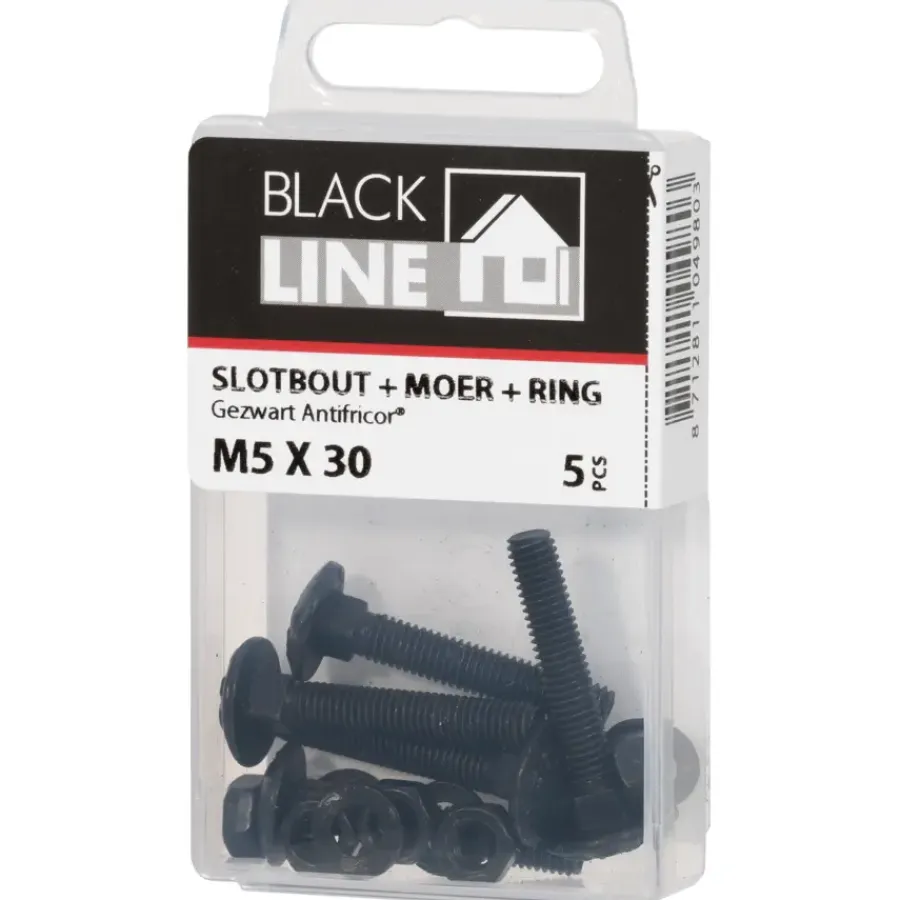 Blackline slotbout incl. moer en ring M5x30 5 stuks