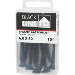 Blackline spaanplaatschroef zwart TX-25 6.0x50 mm 10 stuks