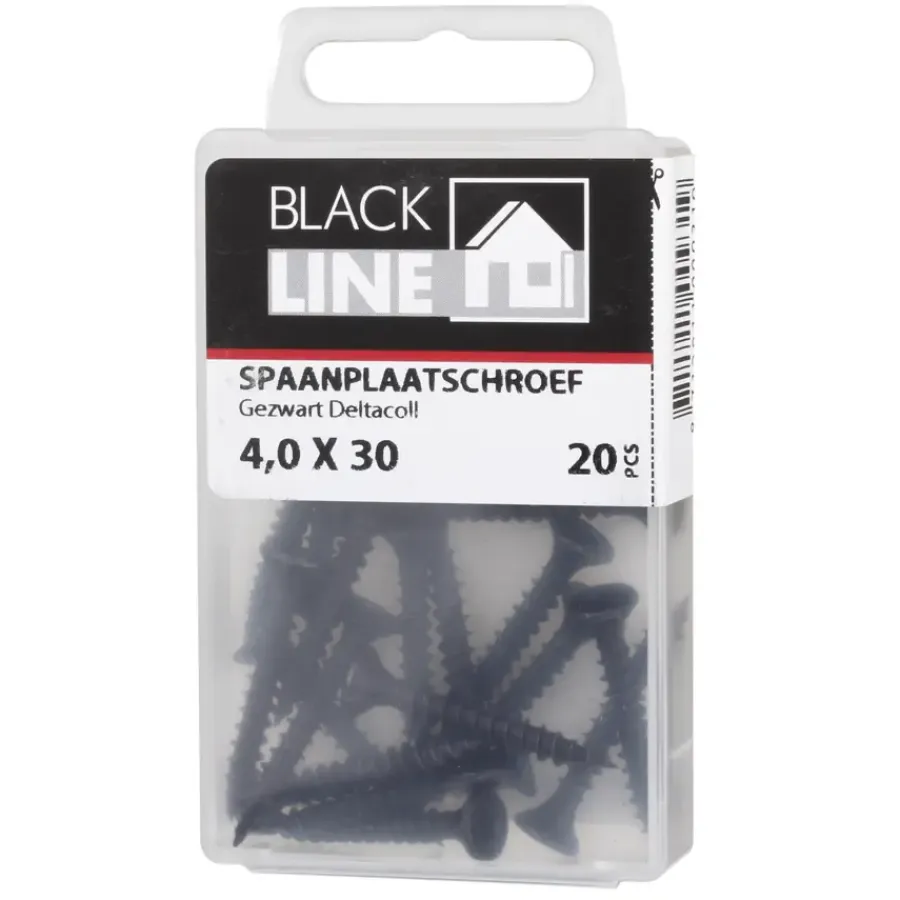 Blackline spaanplaatschroef zwart TX-20 4.0x30 mm 20 stuks