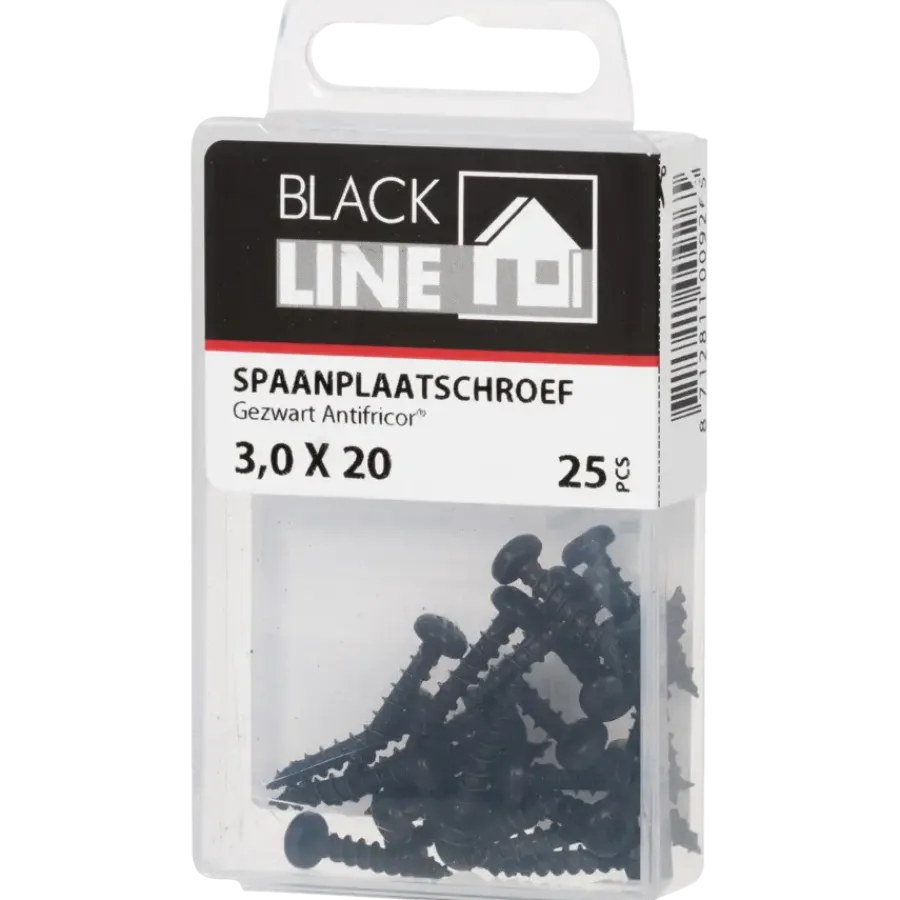 Blackline spaanplaatschroef zwart TX-10 3.0x20 mm 25 stuks