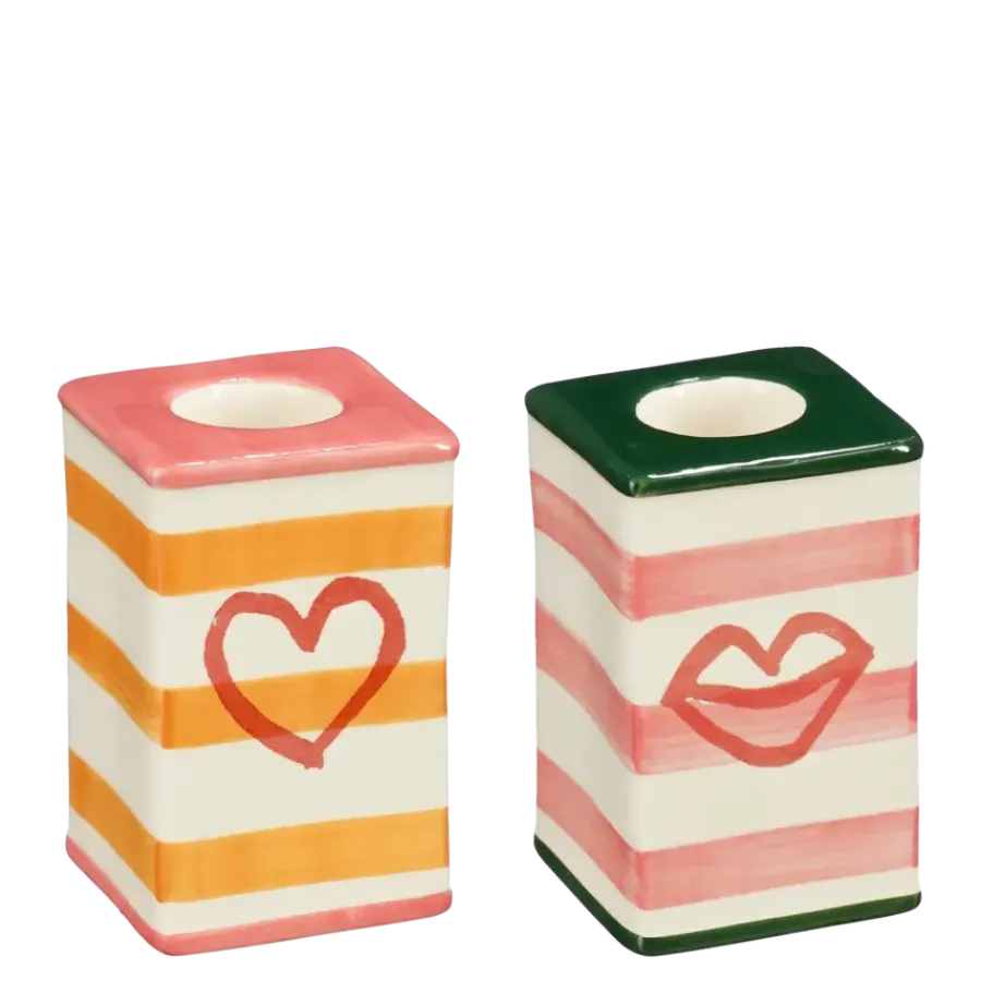 Geen Bliss kandelaar roze oranje - l5xb5xh8cm