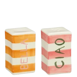 Geen Bliss peper en zoutstel roze geel - l5xb5xh8,5cm