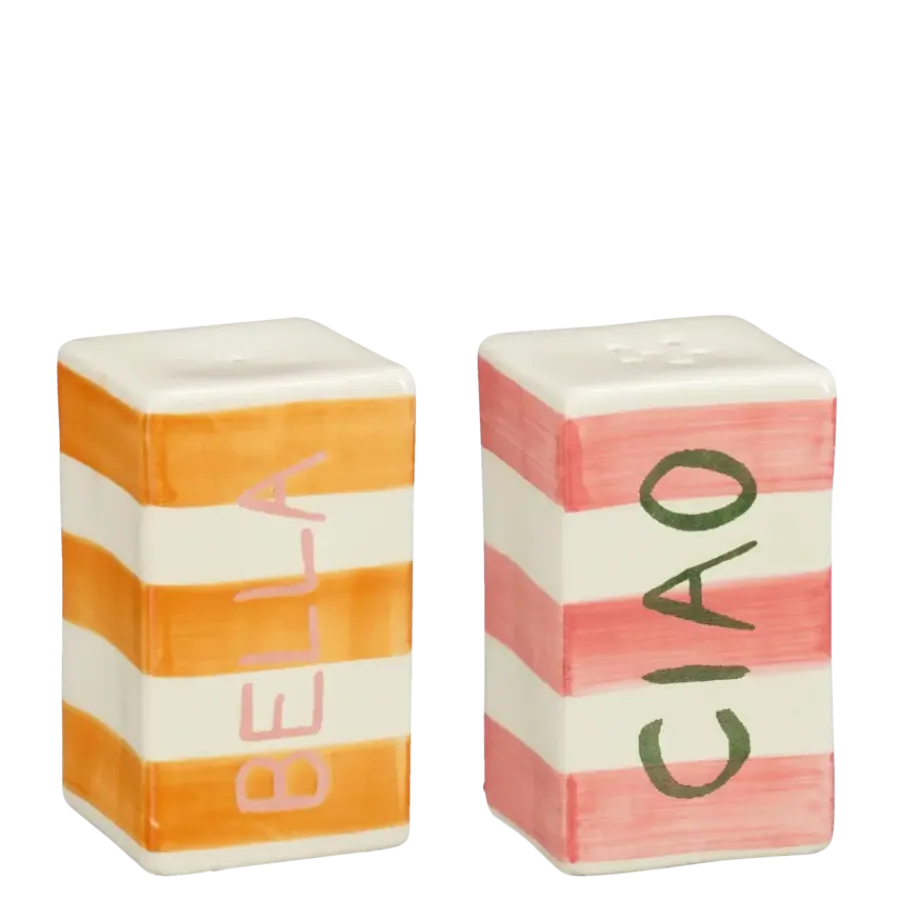 Geen Bliss peper en zoutstel roze geel - l5xb5xh8,5cm