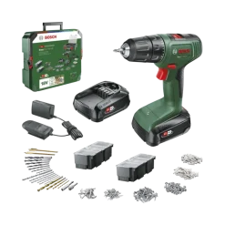 Bosch 18V accuboormachine EasyDrill Systeembox met 241 accessoires (incl. 2 accu's 1.5Ah + lader)