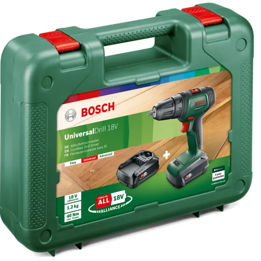 Bosch 18V accuboormachine UniversalDrill (incl. 2 accu's 1.5Ah + lader)