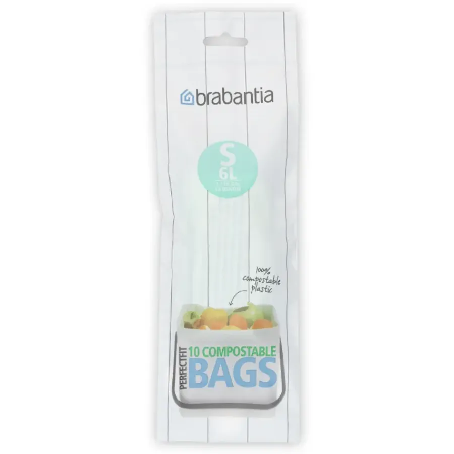 Brabantia afvalzak Perfect Fit S composteerbaar 6l 10 stuks